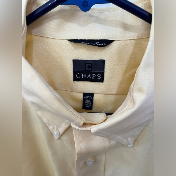 NWT Chaps Pastel yellow button down shirt 16.5 inch neck - Picture 2 of 6